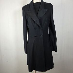 Ralph Lauren Blue Label Wool & Cashmere Double Breasted Tuxedo Coat Dress - 8